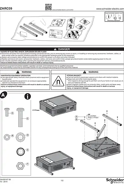 schneider施耐德ZARC09 Fixation kit_ Instruction Sheet